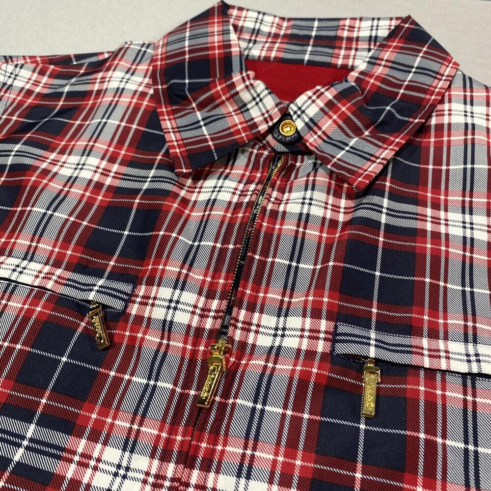 VTG Catalina Jacket Womens Medium Red Black Plaid Full Zip Rain Coat Gold Zipper - Picture 3 of 9